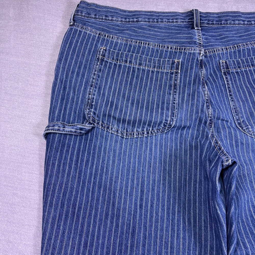 Old Navy Pinstripe Rigid O.G. Loose Denim Jeans Womens Size 22 Blue Cotton - Picture 3 of 12